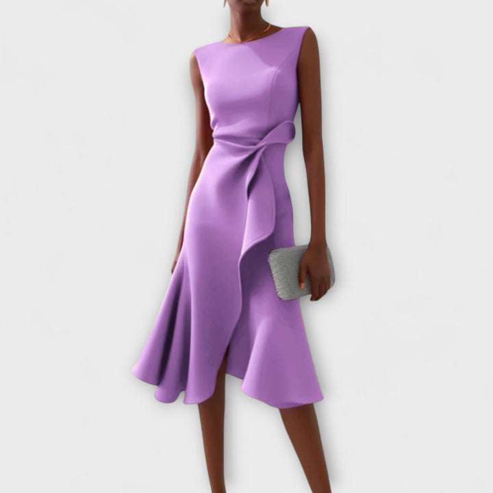 Sheila™ | Abito midi asimmetrico drappeggiato