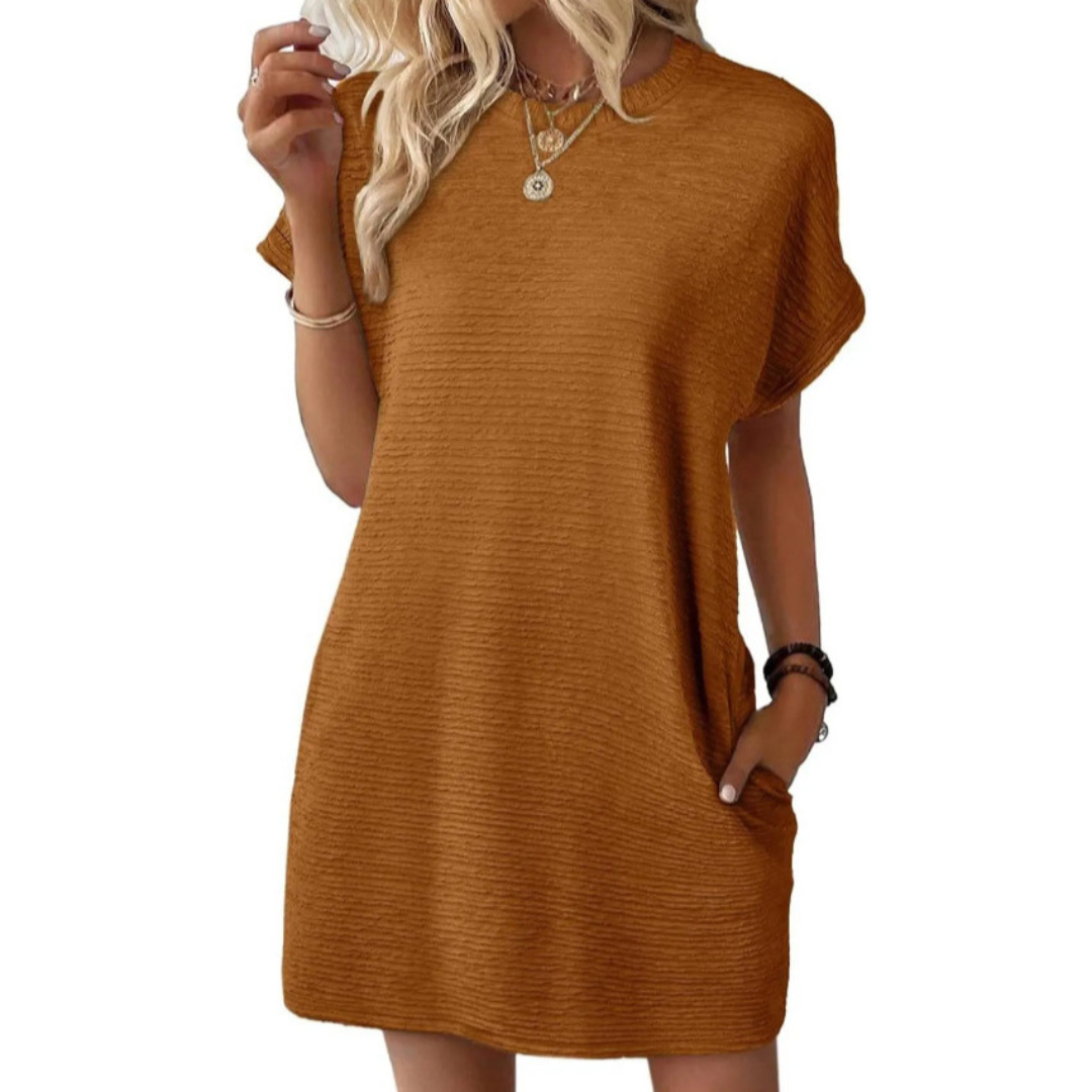 EVASHA™ | Abito Estivo Minimal con Scollo Tondo