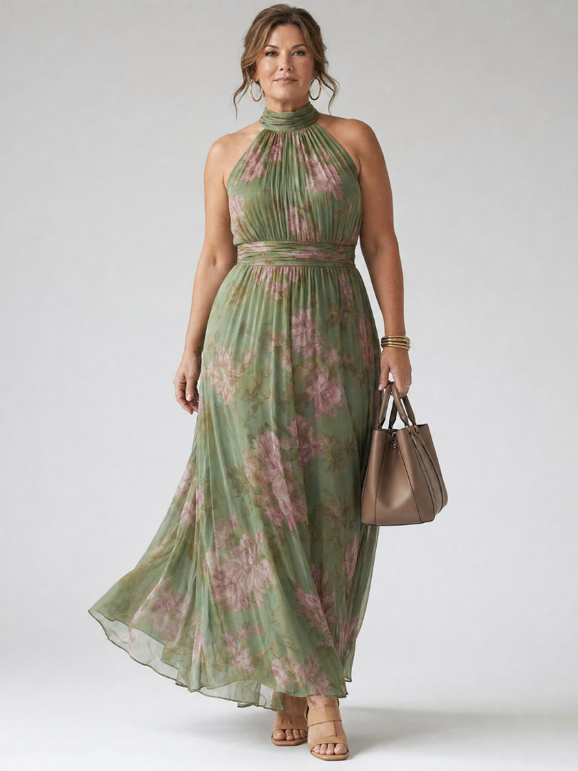 Mirelle | Abito Midi con Collo all'Americana e Vita Arricciata