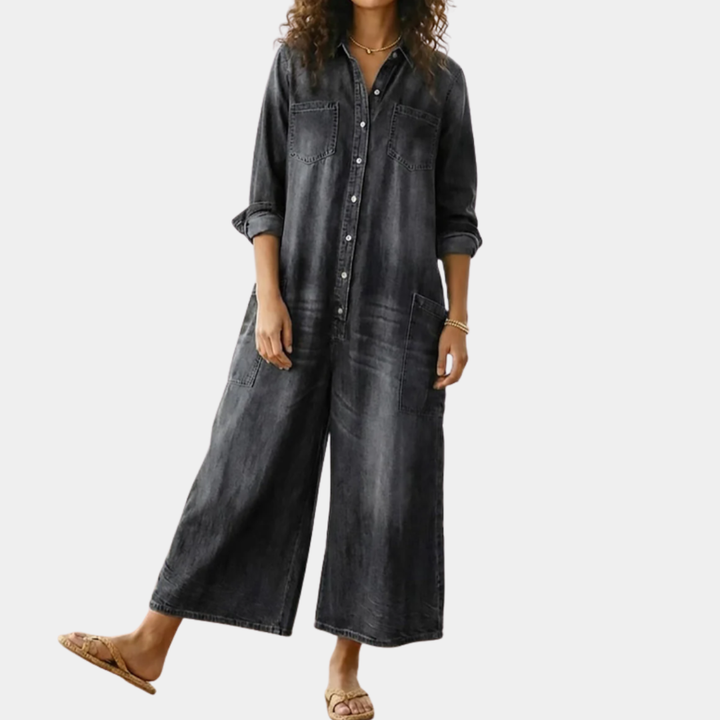Diana | Jumpsuit Denim Vintage con Chiusura a Bottoni