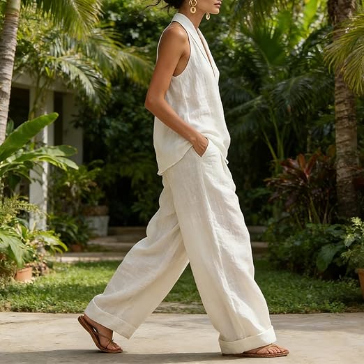 Ainhoa | Coordinato con Canotta e Pantaloni a Gamba Larga
