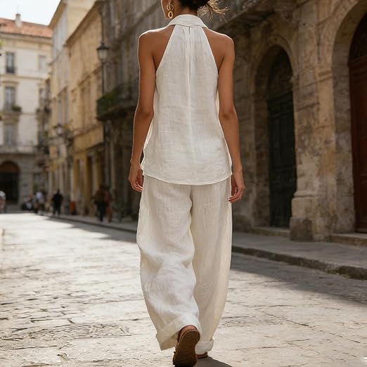 Ainhoa | Coordinato con Canotta e Pantaloni a Gamba Larga