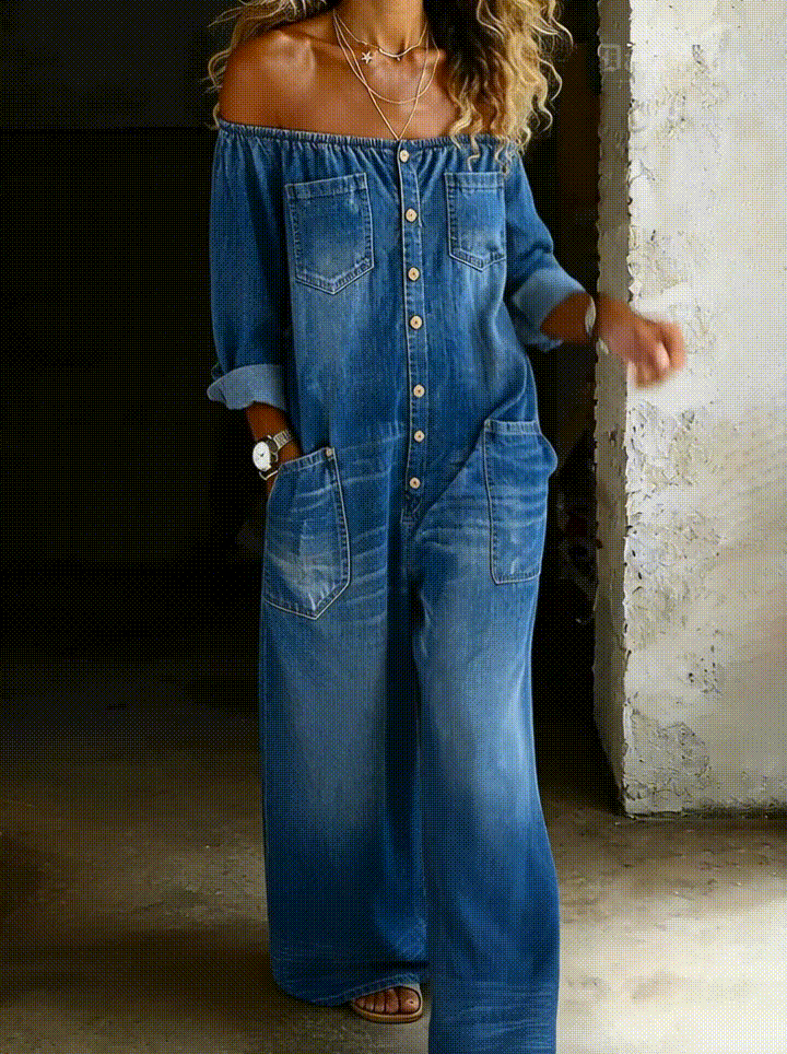 Elena | Jumpsuit Spalle Scoperte a Maniche Lunghe