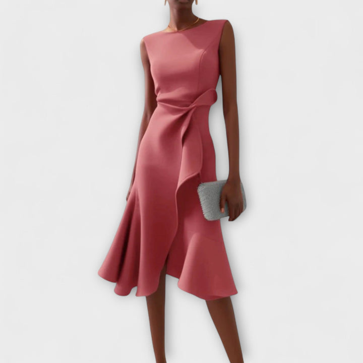 Sheila™ | Abito midi asimmetrico drappeggiato