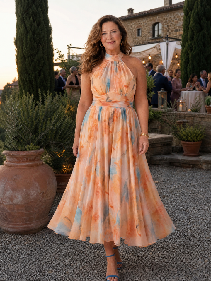 Elin | Abito Midi Morbido con Collo all'Americana