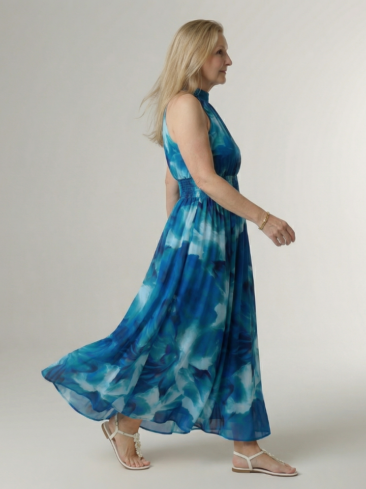 Sylin | Abito Midi con Drappeggio e Collo all'Americana
