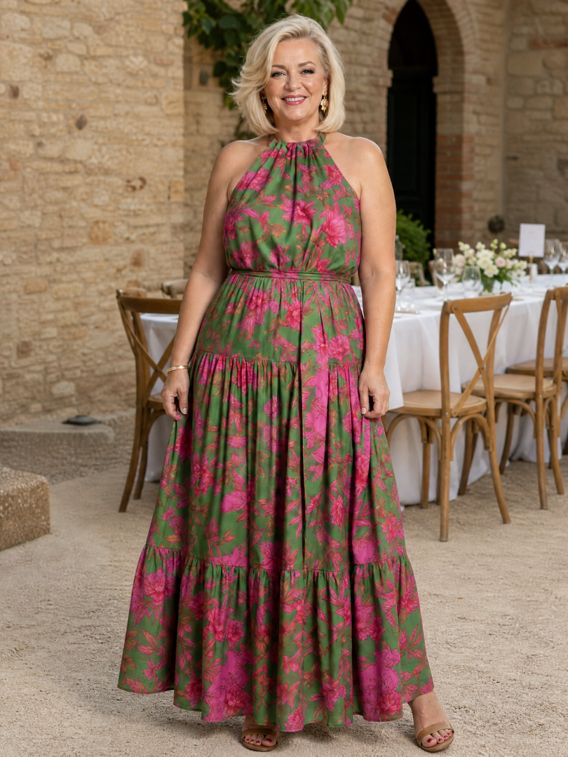 Rowen | Abito Midi con Drappeggio e Collo all'Americana