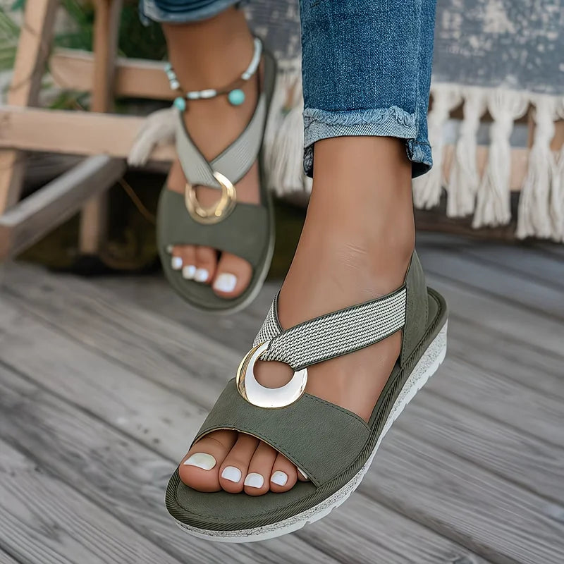 Marlenia | Sandali Bassi con Fibbia in Metallo
