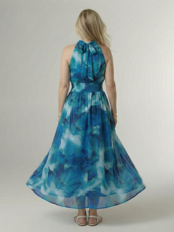 Sylin | Abito Midi con Drappeggio e Collo all'Americana