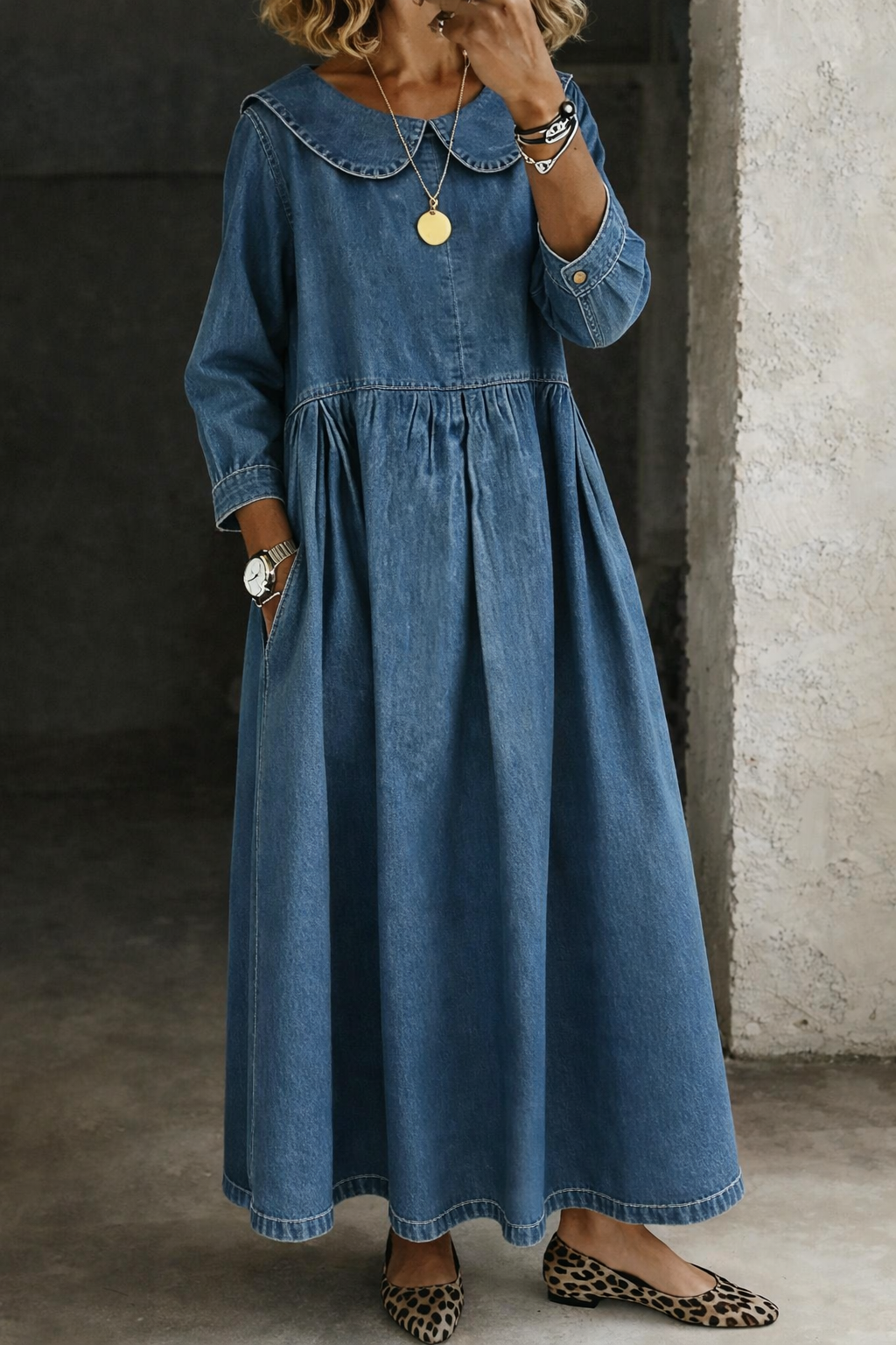 Clara | Abito Denim con Colletto Peter Pan