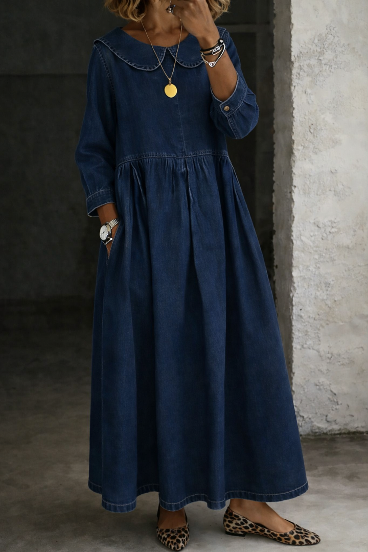 Clara | Abito Denim con Colletto Peter Pan