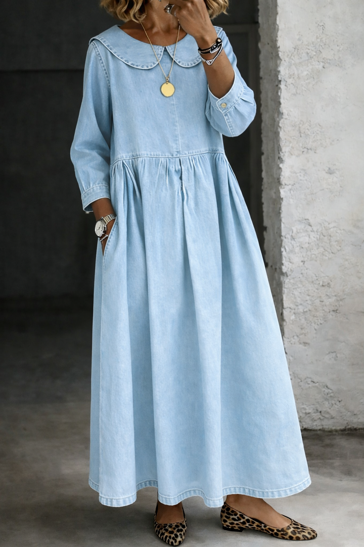 Clara | Abito Denim con Colletto Peter Pan