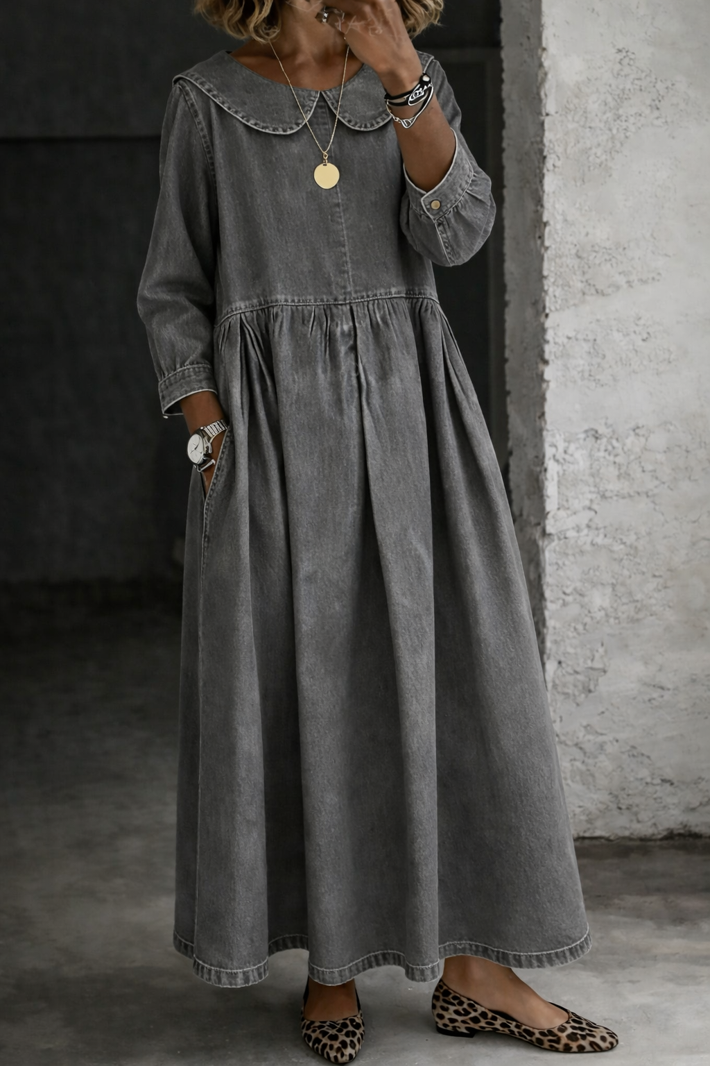 Clara | Abito Denim con Colletto Peter Pan