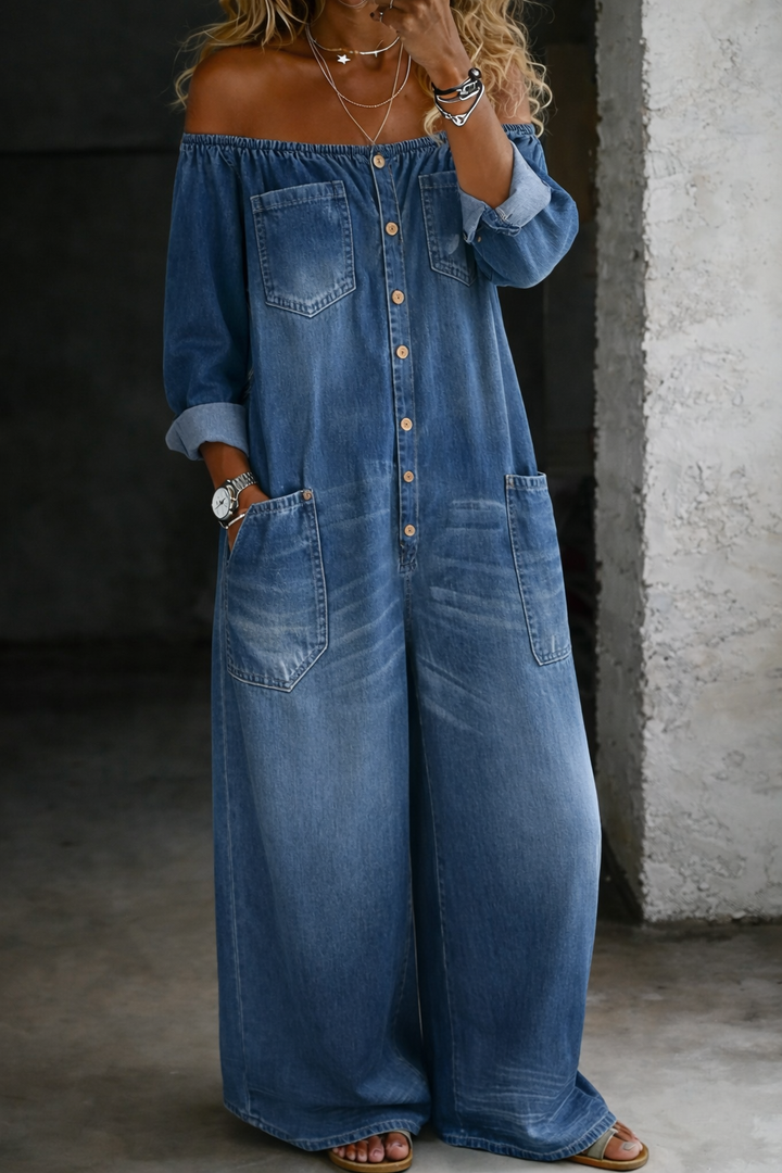 Elena | Jumpsuit Spalle Scoperte a Maniche Lunghe