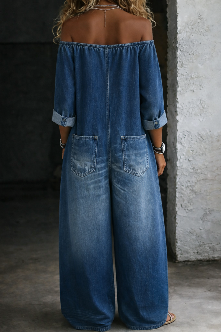 Elena | Jumpsuit Spalle Scoperte a Maniche Lunghe
