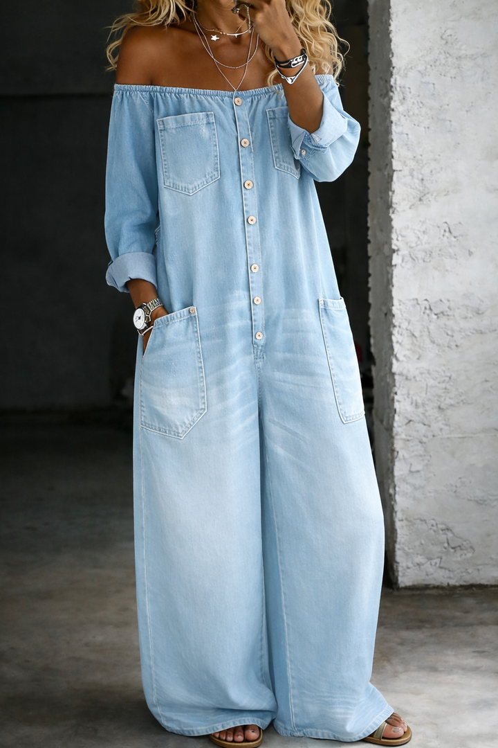 Elena | Jumpsuit Spalle Scoperte a Maniche Lunghe