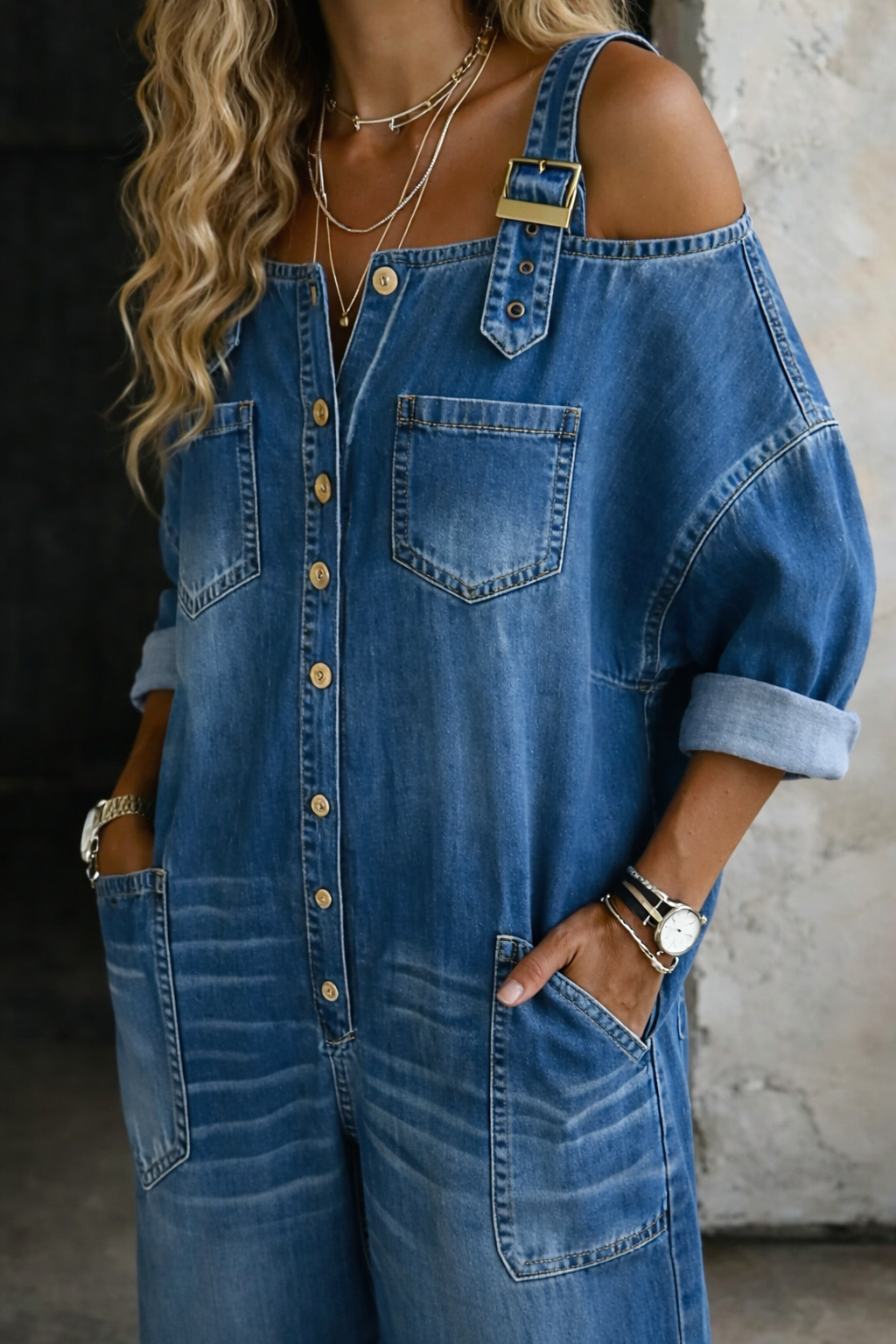 Sophia | Jumpsuit Denim Spalle Scoperte