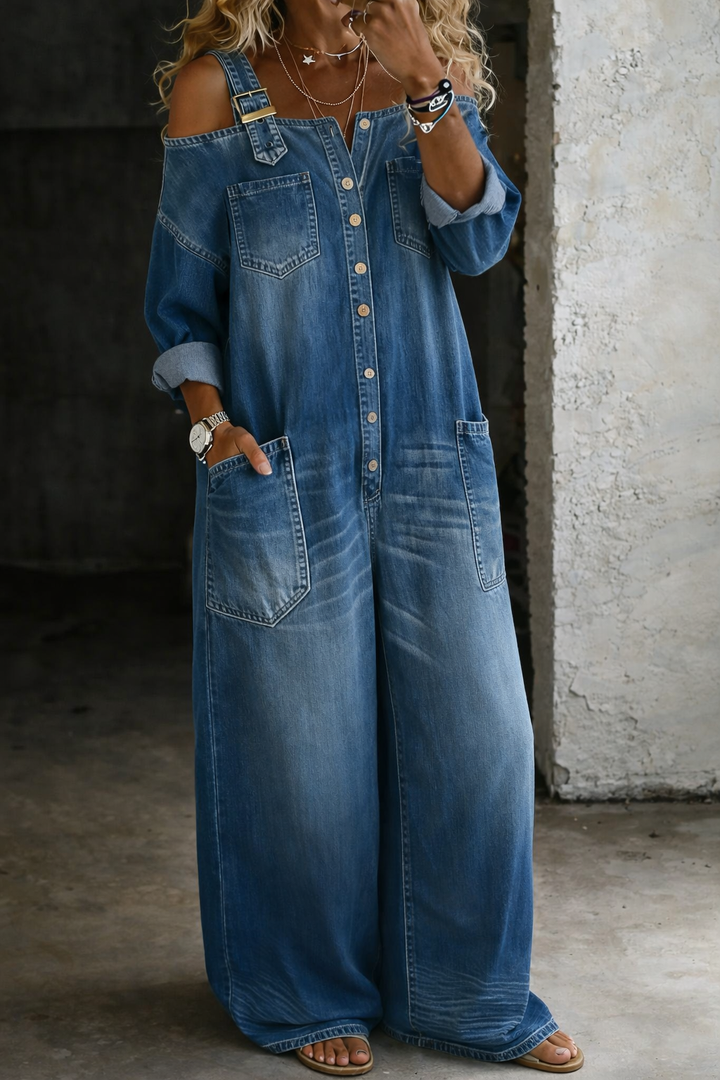 Sophia | Jumpsuit Denim Spalle Scoperte