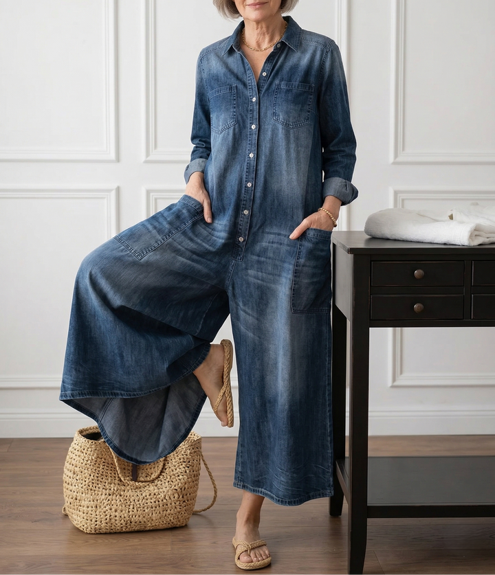 Diana | Jumpsuit Denim Vintage con Chiusura a Bottoni