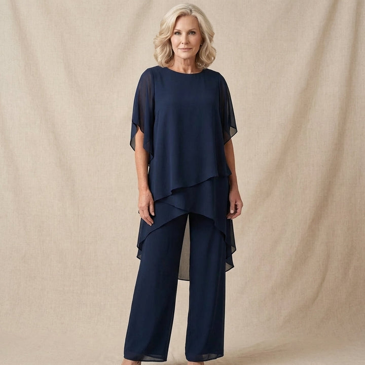 Kimmy | Top drappeggiato con pantaloni palazzo
