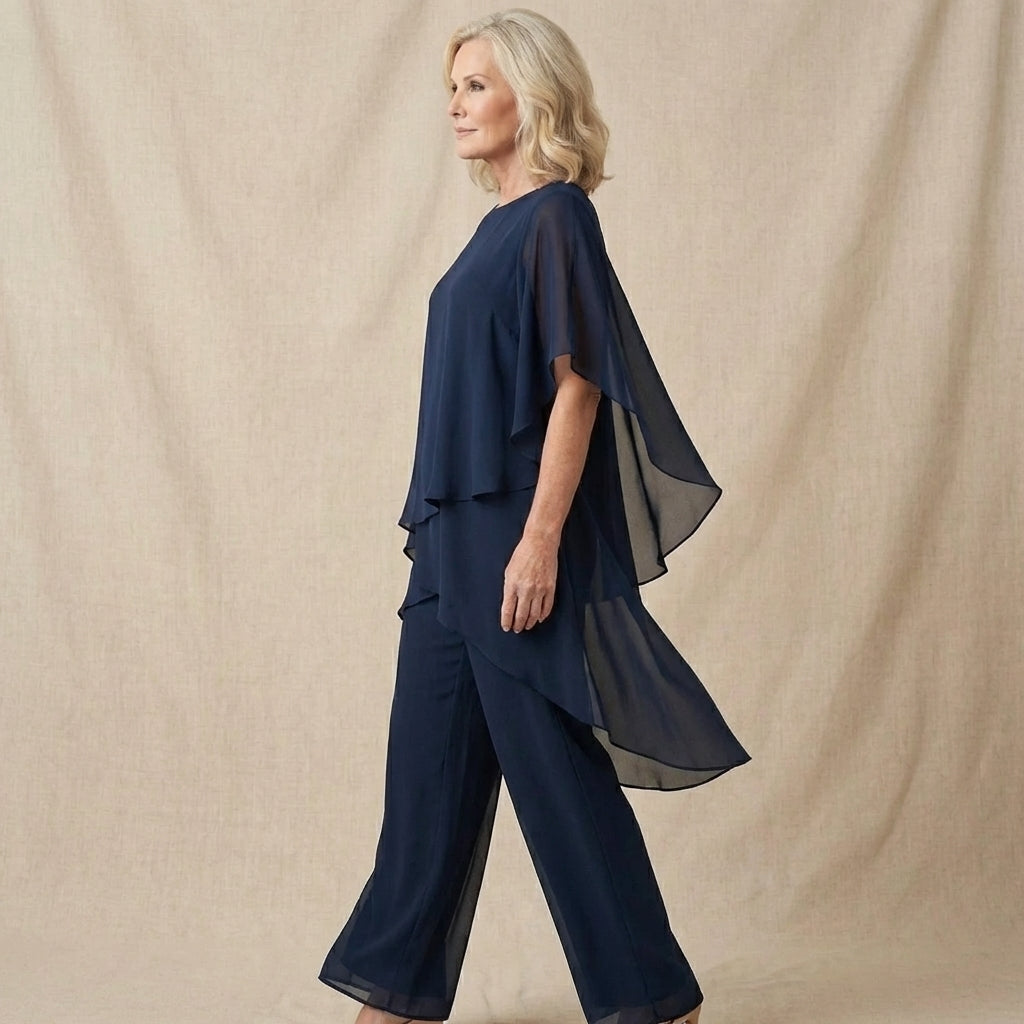 Kimmy | Top drappeggiato con pantaloni palazzo