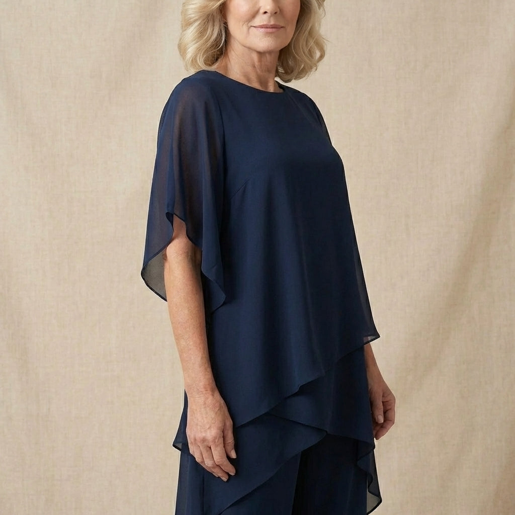 Kimmy | Top drappeggiato con pantaloni palazzo