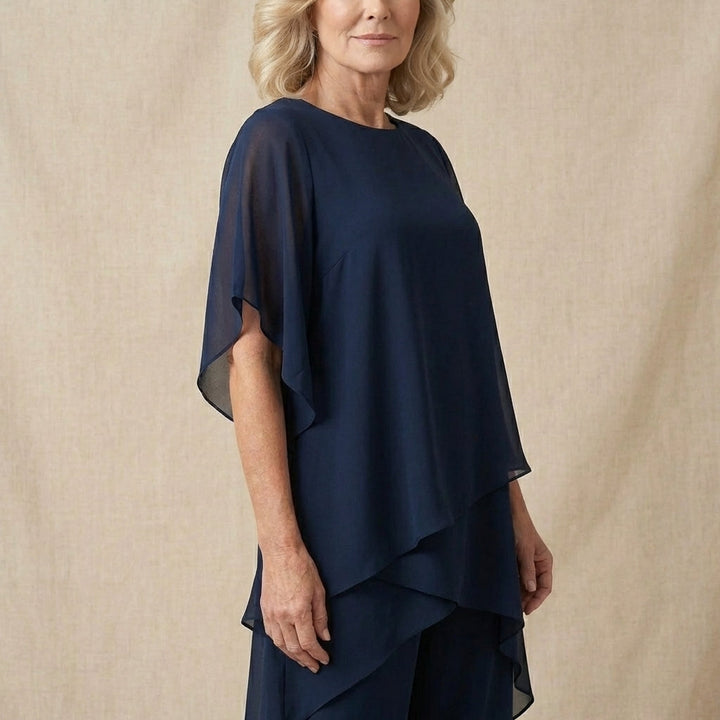 Kimmy | Top drappeggiato con pantaloni palazzo