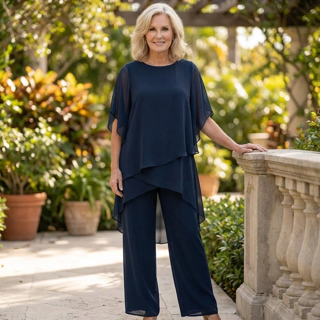 Kimmy | Top drappeggiato con pantaloni palazzo