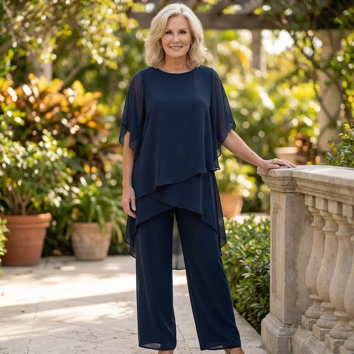 Kimmy | Top drappeggiato con pantaloni palazzo