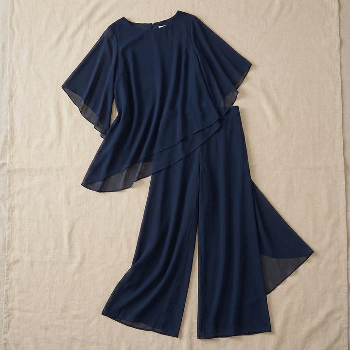 Kimmy | Top drappeggiato con pantaloni palazzo
