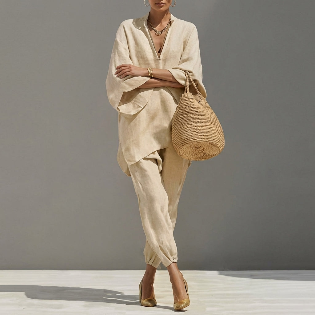 Marina | Coordinato con Top e Pantaloni a Gamba Larga
