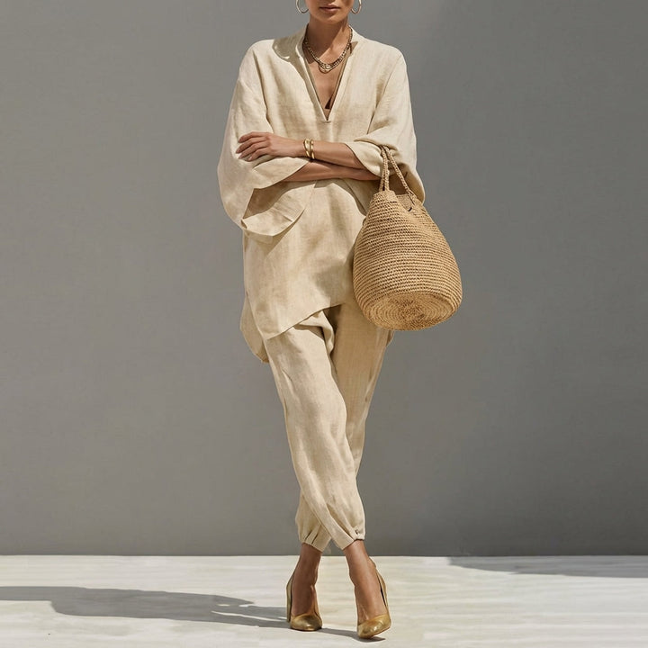 Marina | Coordinato con Top e Pantaloni a Gamba Larga
