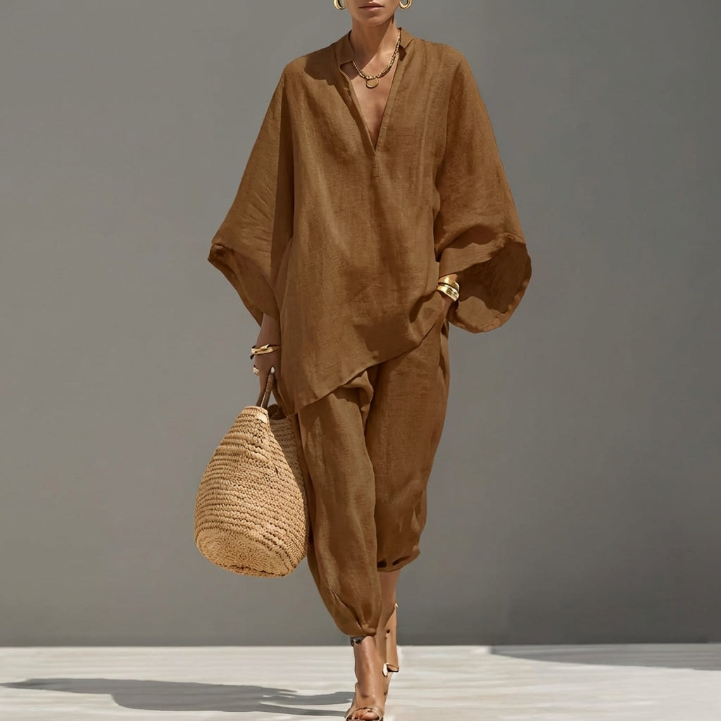 Marina | Coordinato con Top e Pantaloni a Gamba Larga