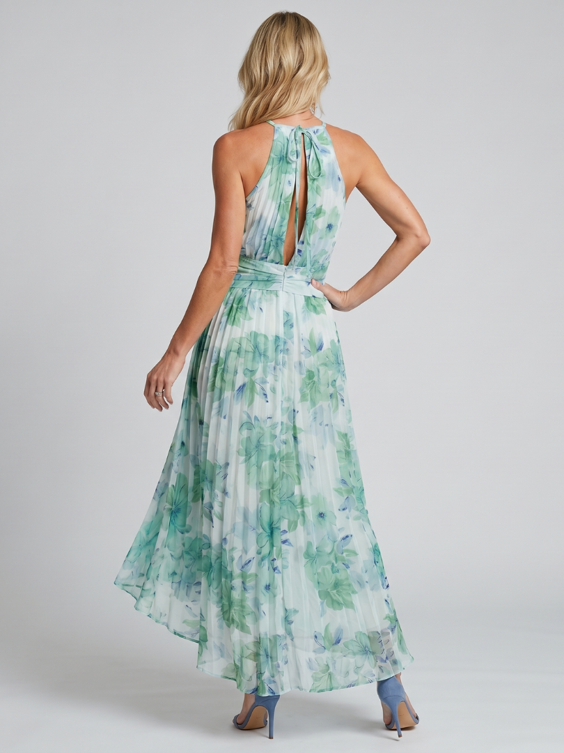 Portia | Abito Midi Floreale con Corpino Plissé