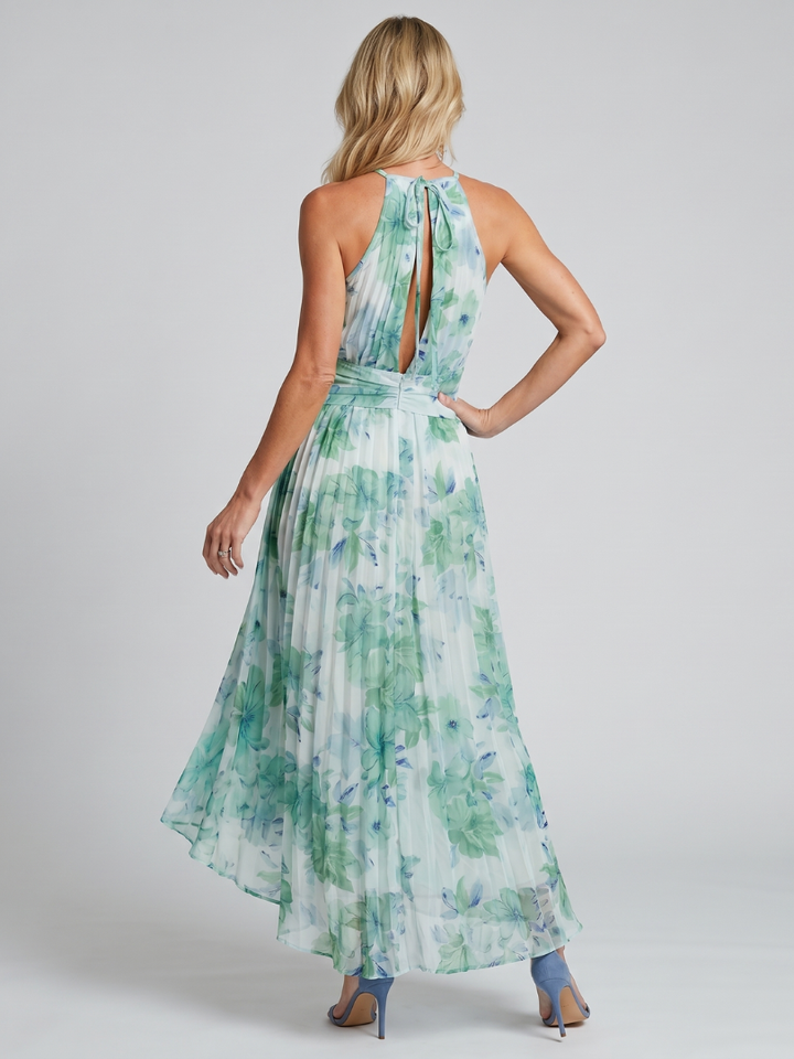 Portia | Abito Midi Floreale con Corpino Plissé