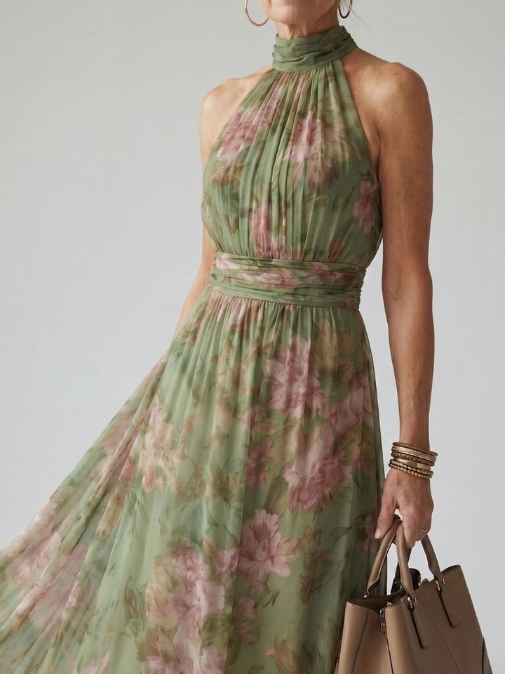 Mirelle | Abito Midi con Collo all'Americana e Vita Arricciata
