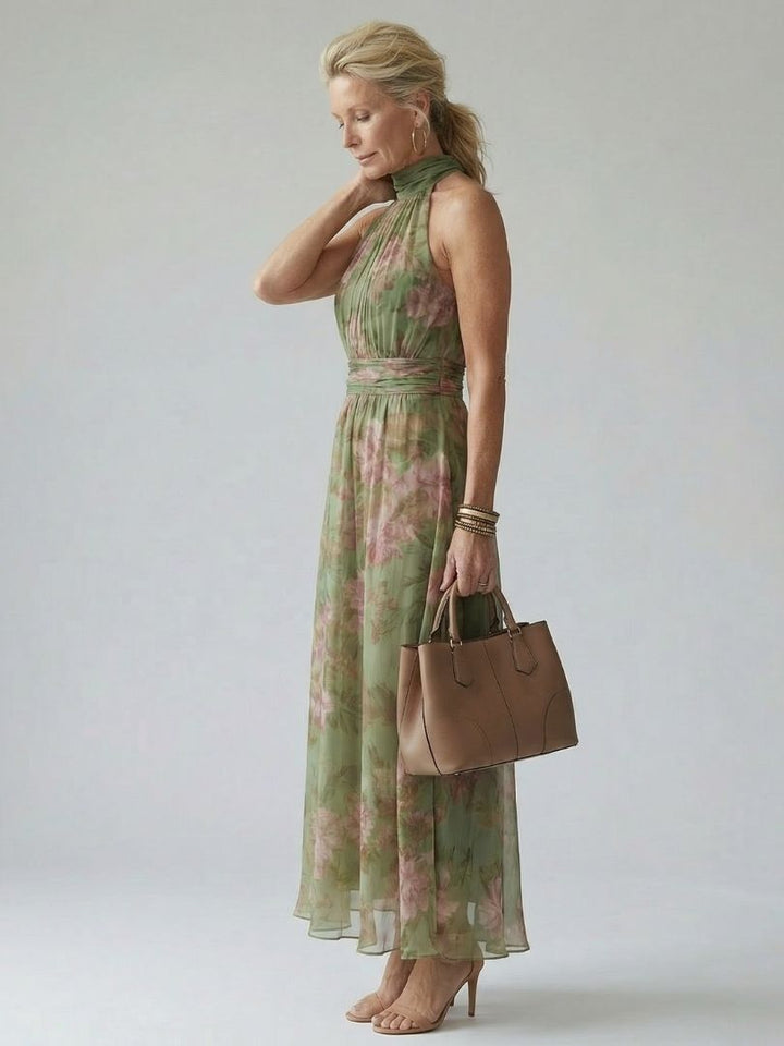 Mirelle | Abito Midi con Collo all'Americana e Vita Arricciata