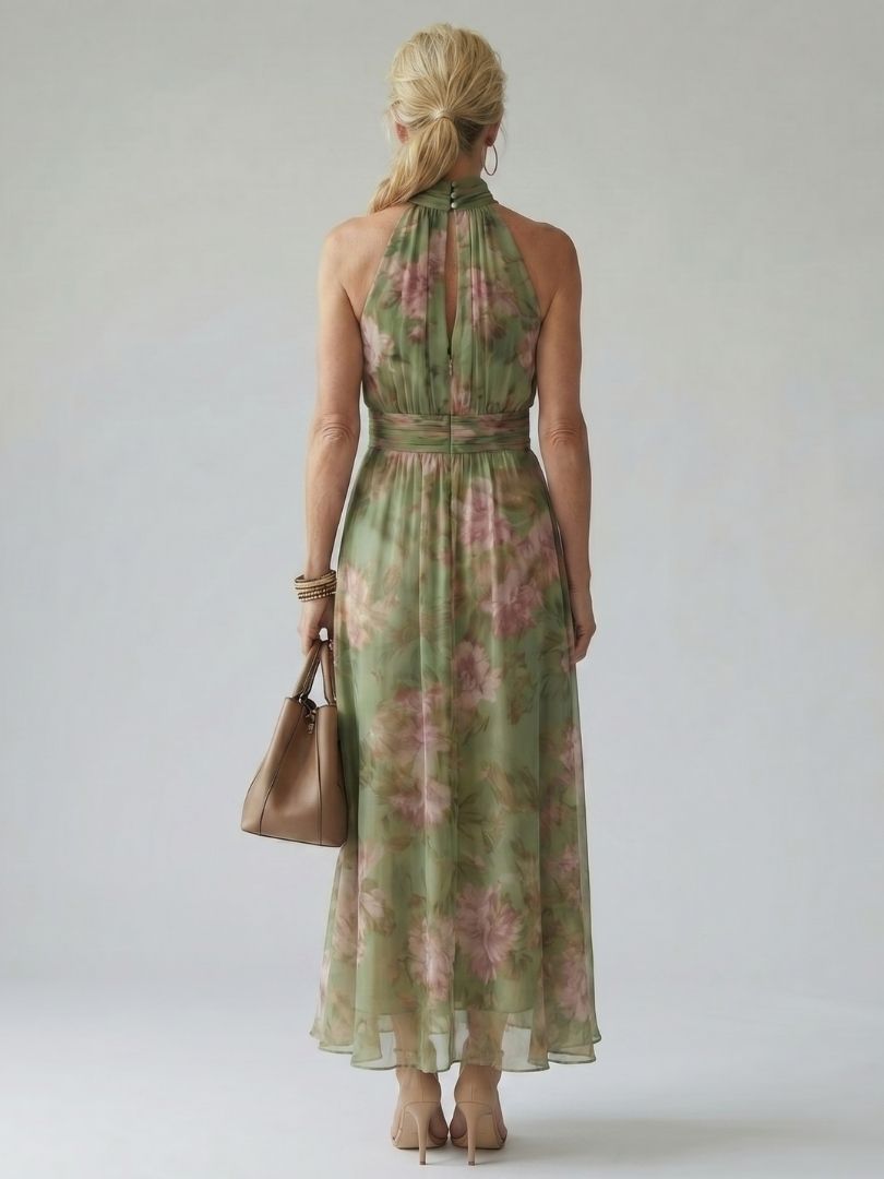 Mirelle | Abito Midi con Collo all'Americana e Vita Arricciata
