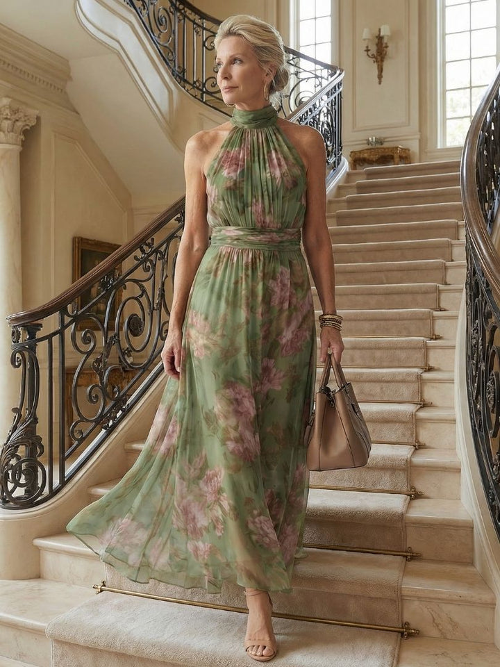 Mirelle | Abito Midi con Collo all'Americana e Vita Arricciata