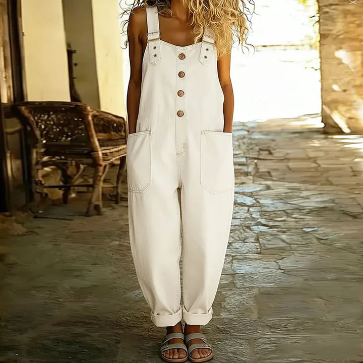 Mae | Salopette Denim Look Vintage con Bretelle Regolabili