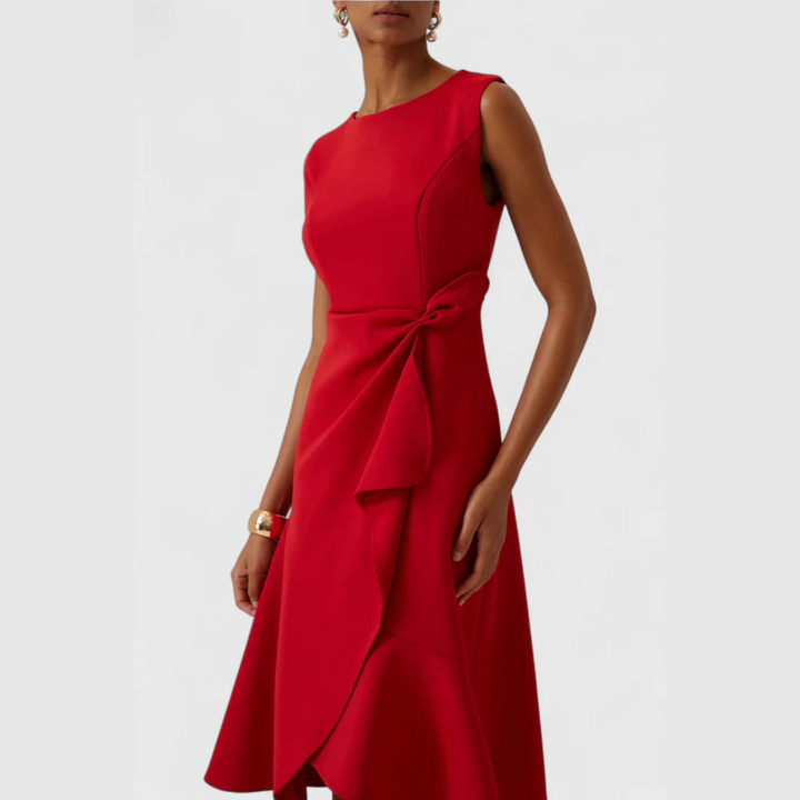 Sheila™ | Abito midi asimmetrico drappeggiato