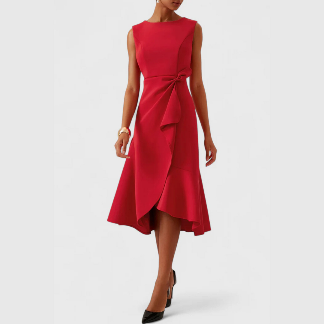 Sheila™ | Abito midi asimmetrico drappeggiato