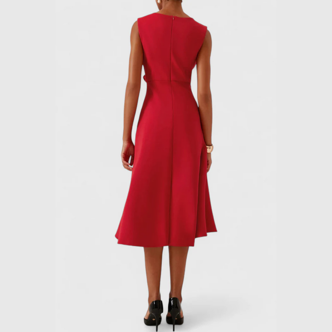 Sheila™ | Abito midi asimmetrico drappeggiato