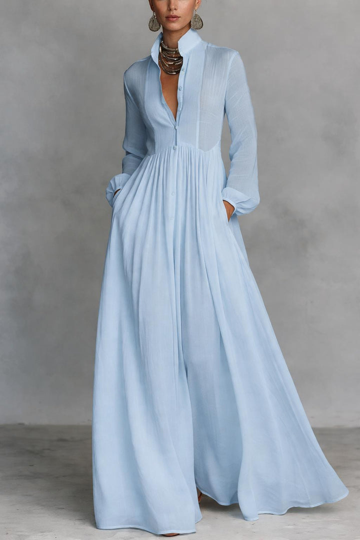 Serena | Abito maxi fluido con bottoni