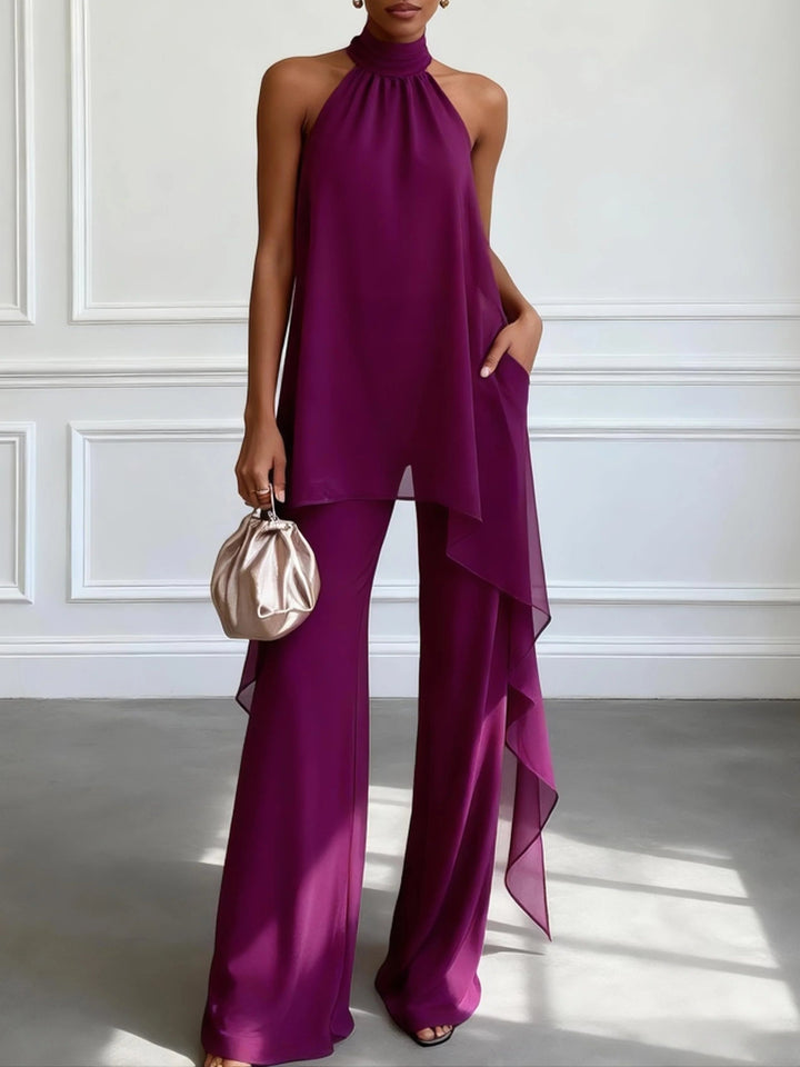 Set Elegante con Top Halter e Pantaloni