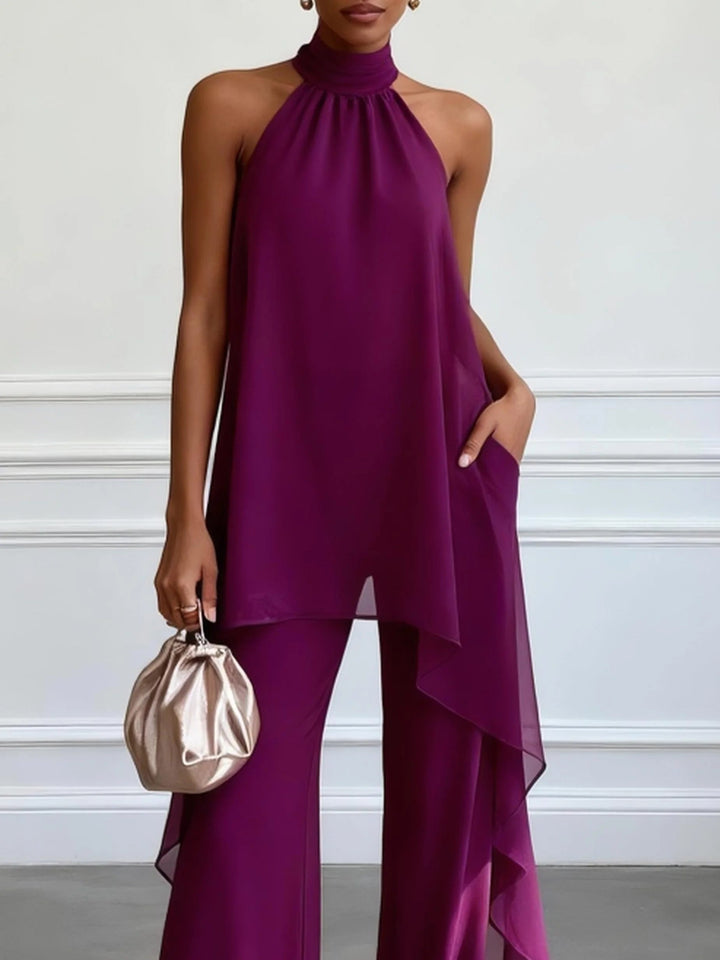 Set Elegante con Top Halter e Pantaloni