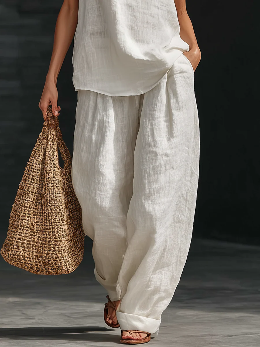 Zoë™ | Coordinato Senza Maniche con Pantaloni a Gamba Larga