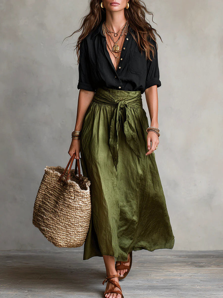 Elara™ | Coordinato Due Pezzi con Gonna Midi