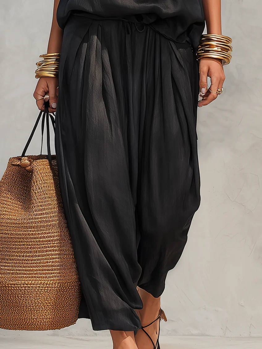 Serena | Completo con Top all'Americana e Pantaloni Plissettati