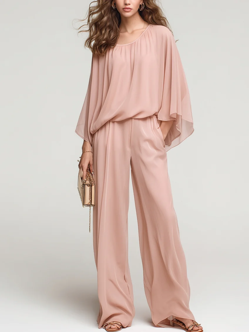 Brigitte™ | Set Chiffon con Maniche a Pipistrello
